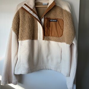 Columbia Cozy Women’s Lodge Sherpa Pullover Fleece In Chalk Beach